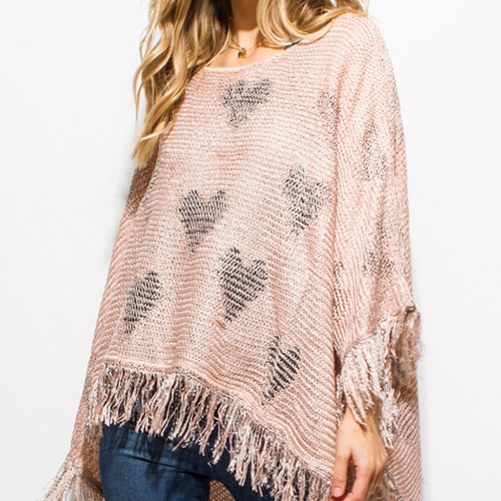 HOST PICK!!  CROCHET KNIT FRINGE BOHO PONCHO TOP - Picture 4 of 7